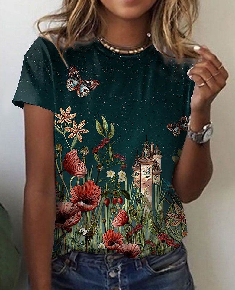 Printed Casual T-shirt For Women - Mubimart