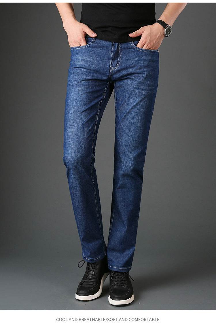 Men's straight-leg slim-fit jeans - Mubimart