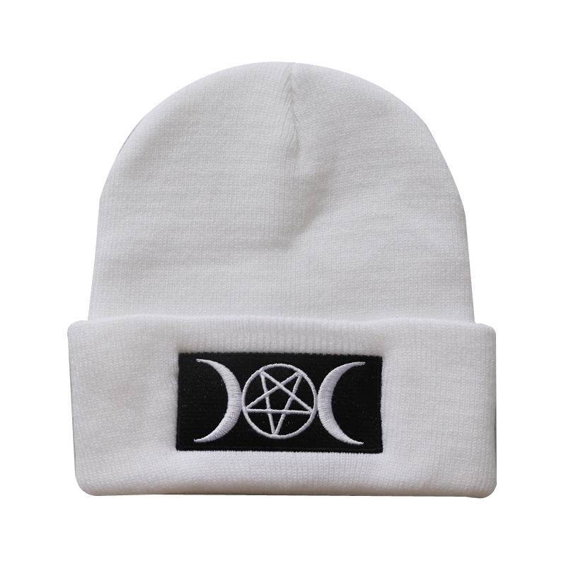 European and American Star Trend GOTH Beanie Embroidery Knitted Hat - Mubimart