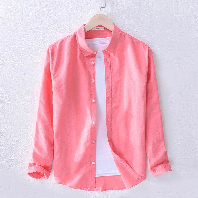 Long sleeve linen shirt - Mubimart