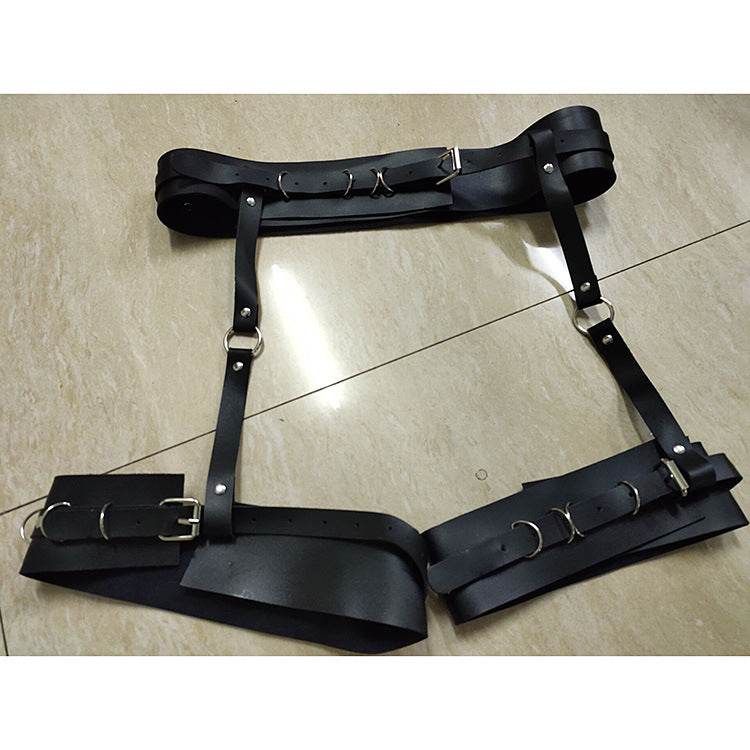 Leather Waist Leg Ring Integrated Garter Belt - Mubimart