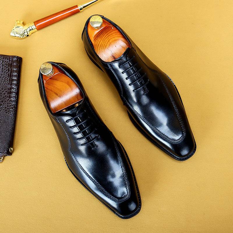 Business Dress Shoes Leather Pointed Scalp Men's Oxford Suit Shoes - Mubimart