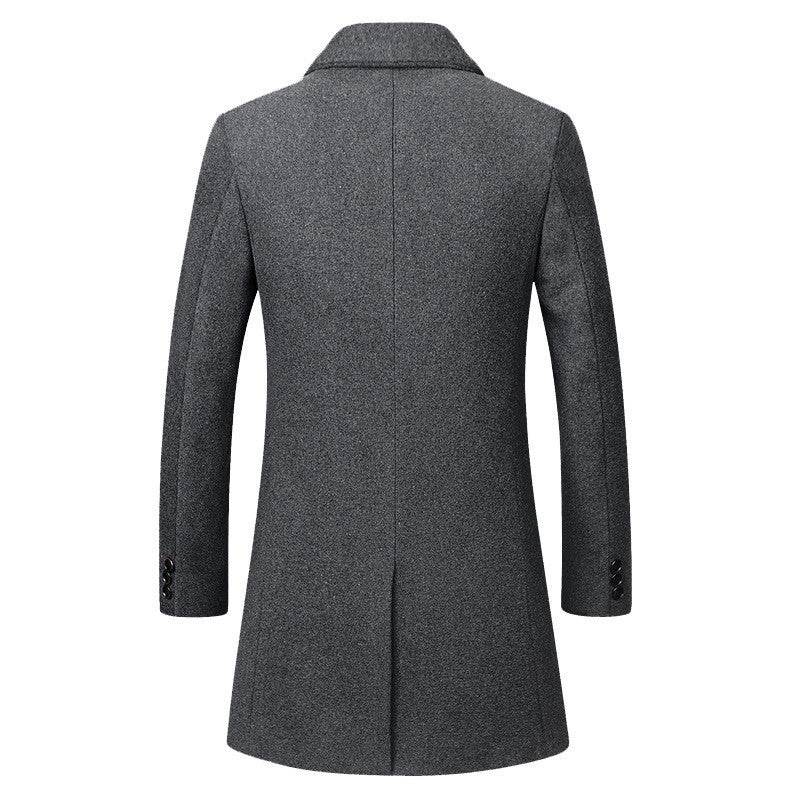 Men's long coat woolen coat trench coat - Mubimart