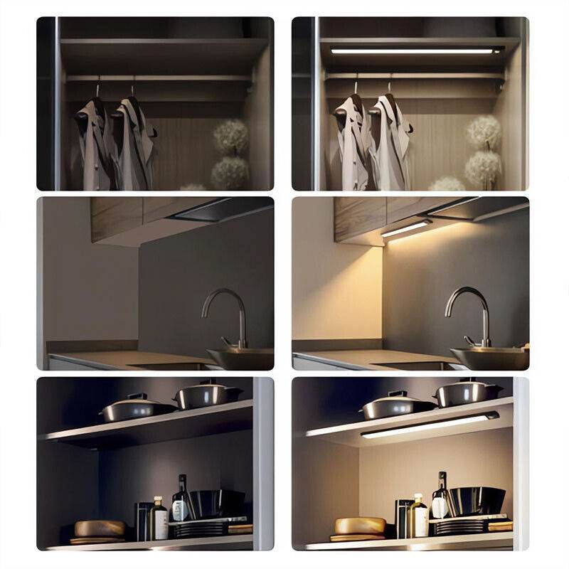 Dimmable LED Motion Sensor Under Closet Light Rechargeable Magnetic Cabinet Lamp - Mubimart