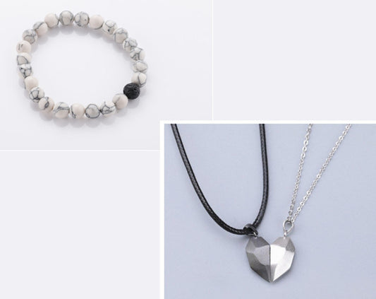 Attractive Wishing Stone Couple Necklace Ancient Love Token Heart-shaped