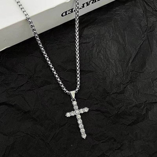 Street Diamond Cross Necklace For Men - Mubimart
