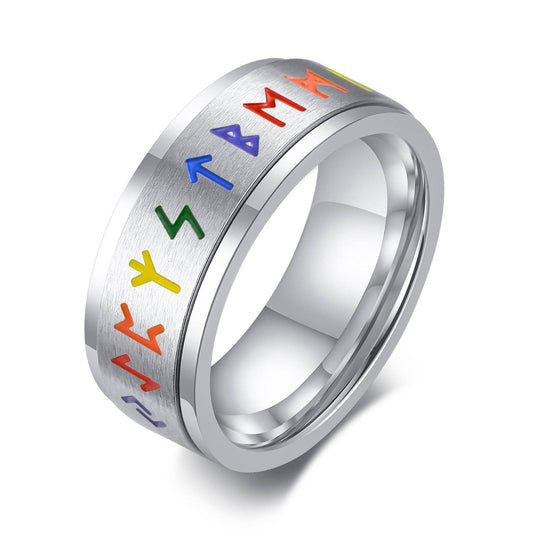 Rotating Rainbow Titanium Steel Ring For Men - Mubimart