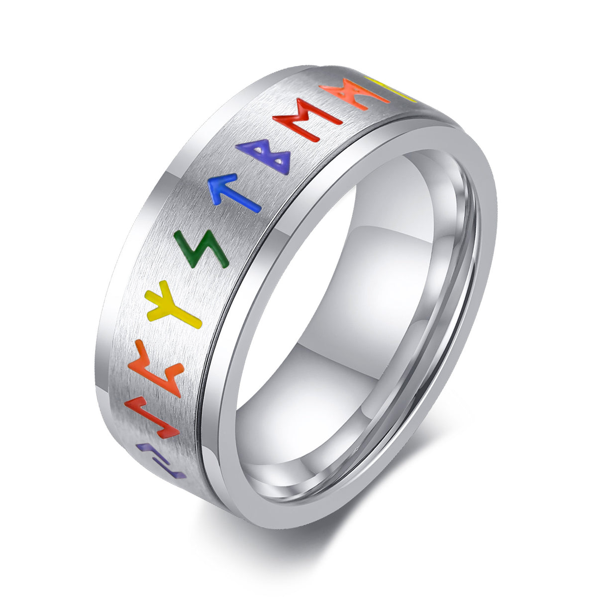 Rotating Rainbow Titanium Steel Ring For Men