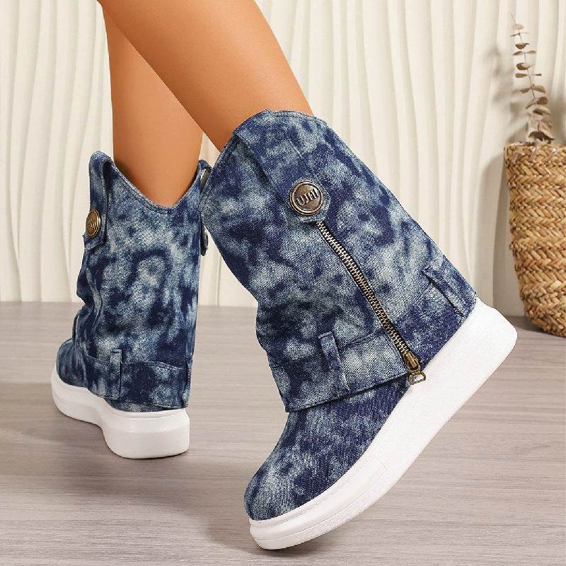 Plus Size Slimming Small Western Cowboy Boot - Mubimart