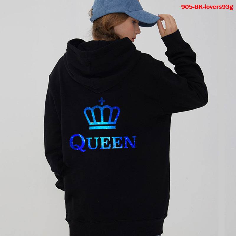 Women Hoodies King Queen Printed Sweatshirt Lovers - Mubimart