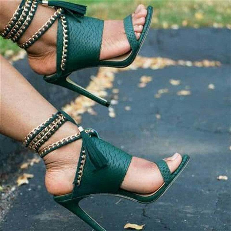 Strappy toe high heel sandals - Mubimart