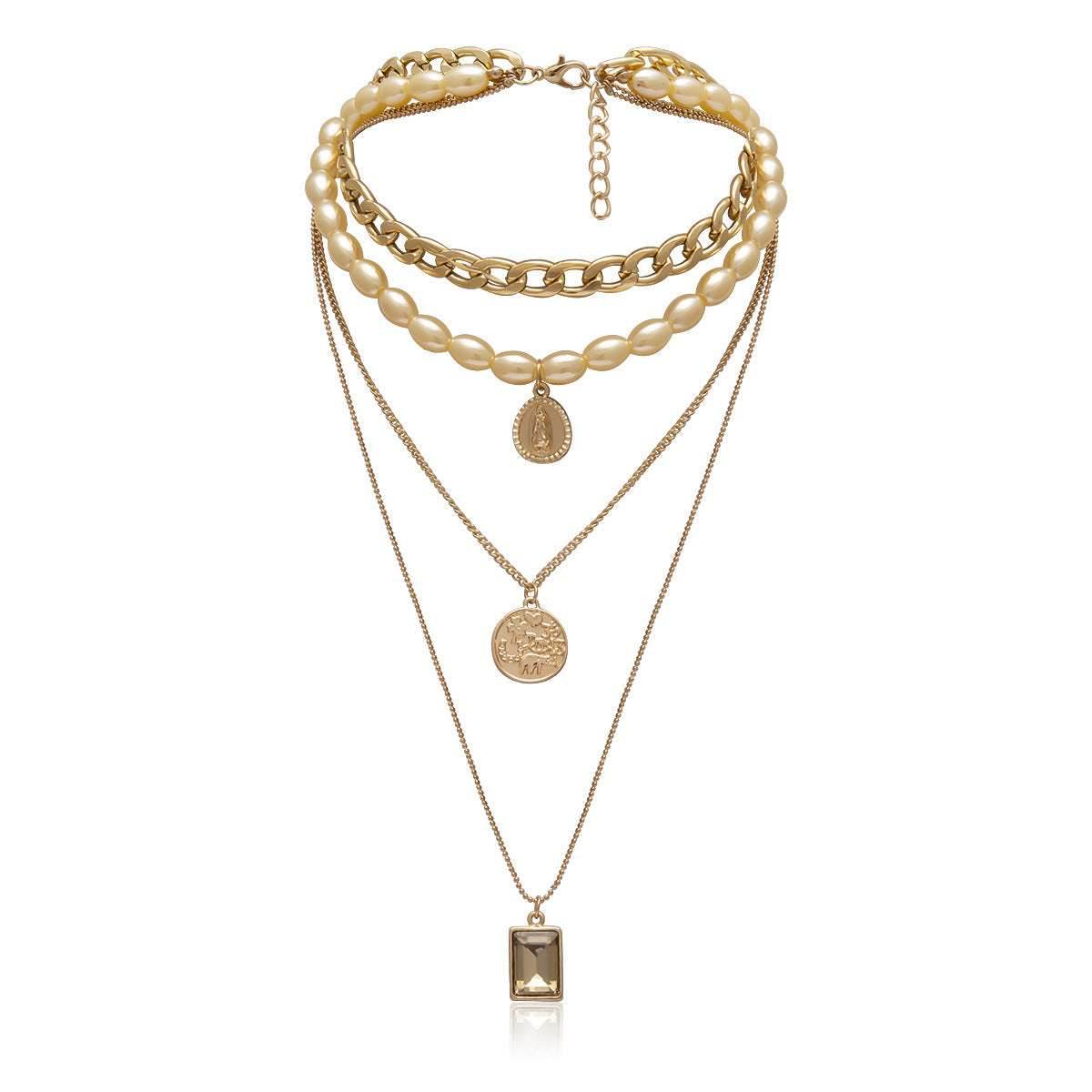Retro Portrait Jewelry Necklace Women Sweater Chain - Mubimart