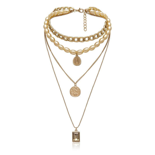 Retro Portrait Jewelry Necklace Women Sweater Chain - Mubimart
