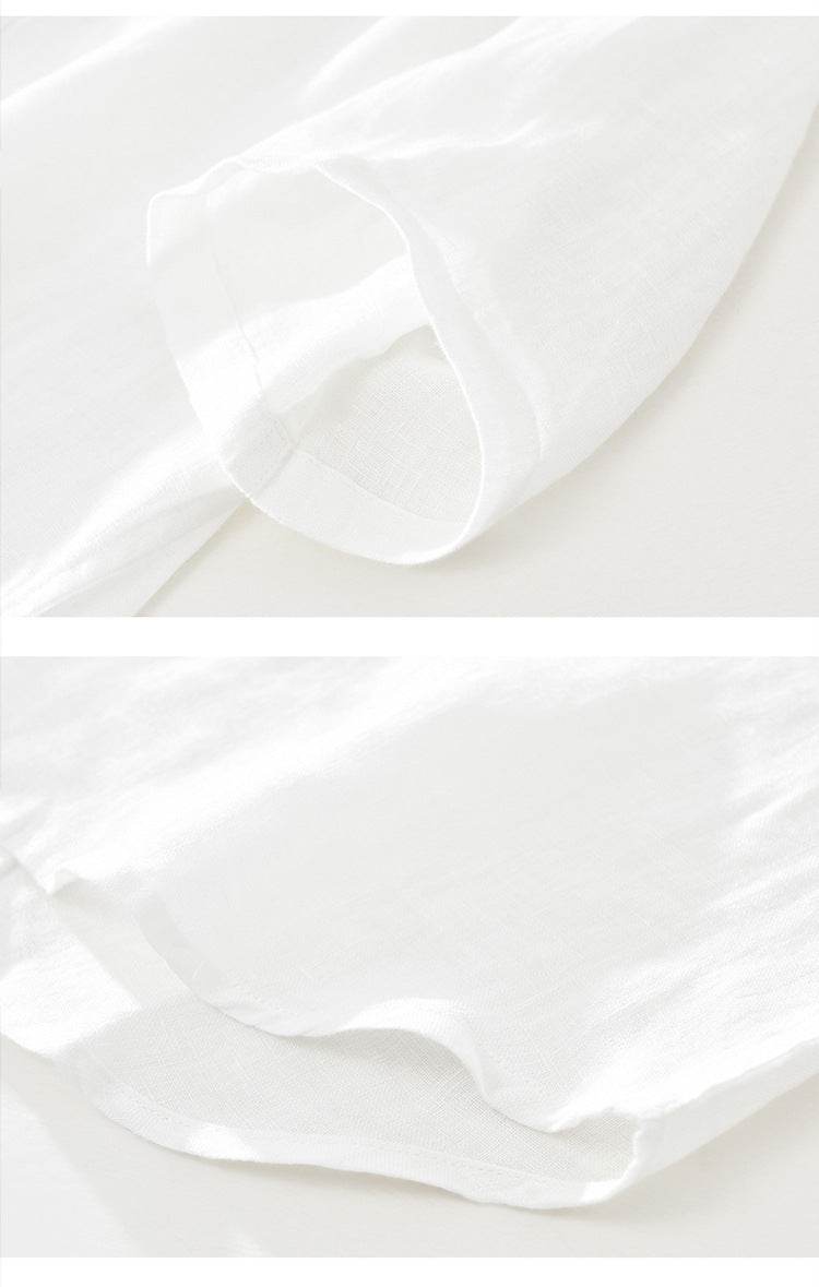 Linen Shirt Summer Half Sleeves Cotton Linen Shirt - Mubimart