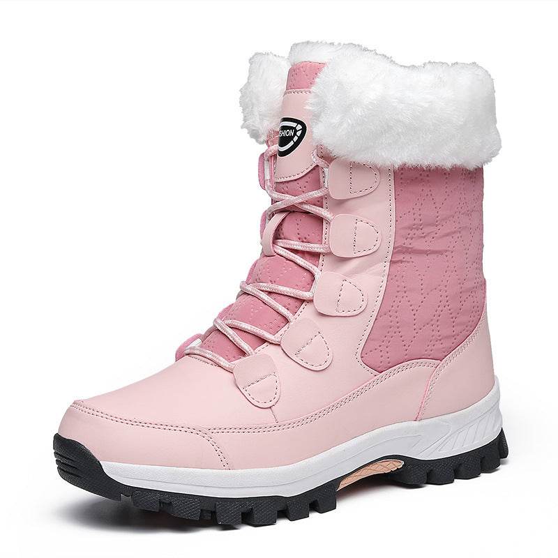 Waterproof Snow Boots Women's Mid-calf Front Zipper - Mubimart