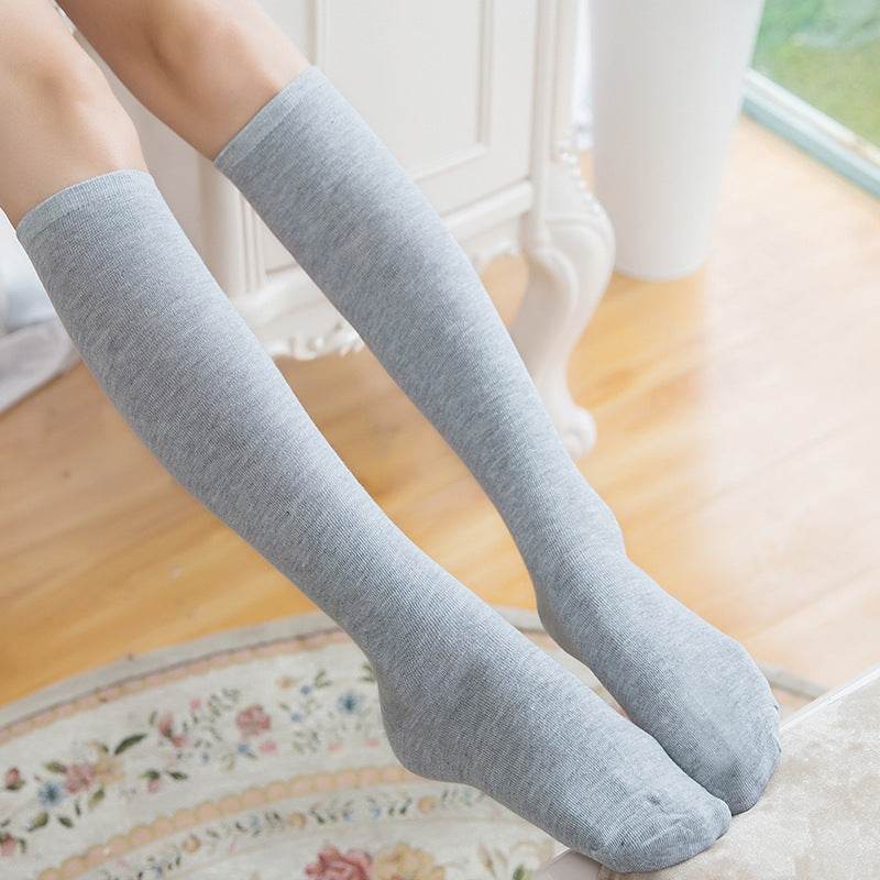 College Style Striped Sports But Knee-high Cotton Socks - Mubimart