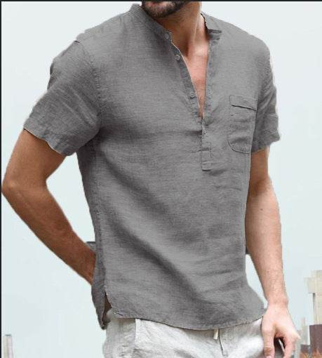 Casual linen polo shirt - Mubimart