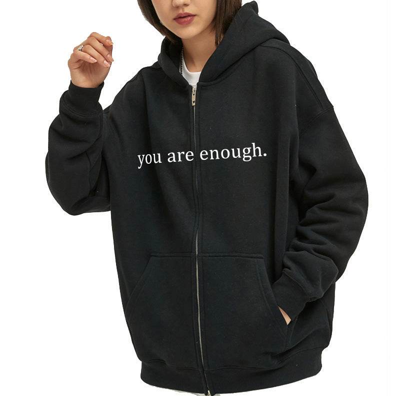 Hoodies Plus Size Sweatshirt Casual Drawstring Zipper Clothes - Mubimart