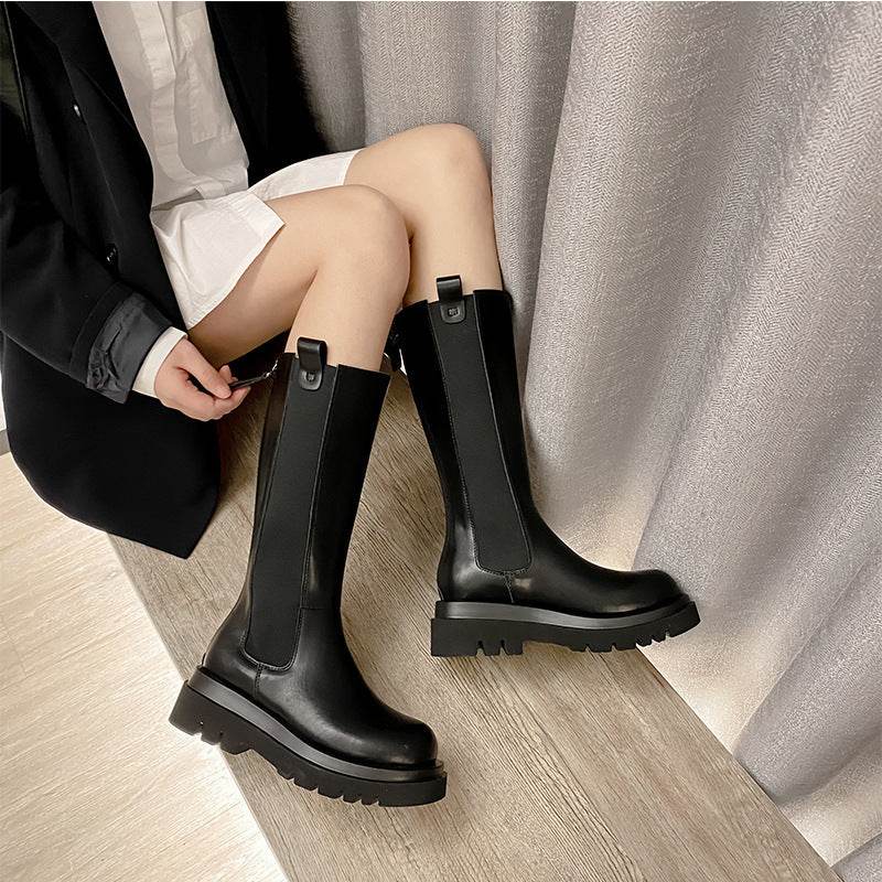 Chimney Boots Rear Zip Tall Boots Martin Boots - Mubimart