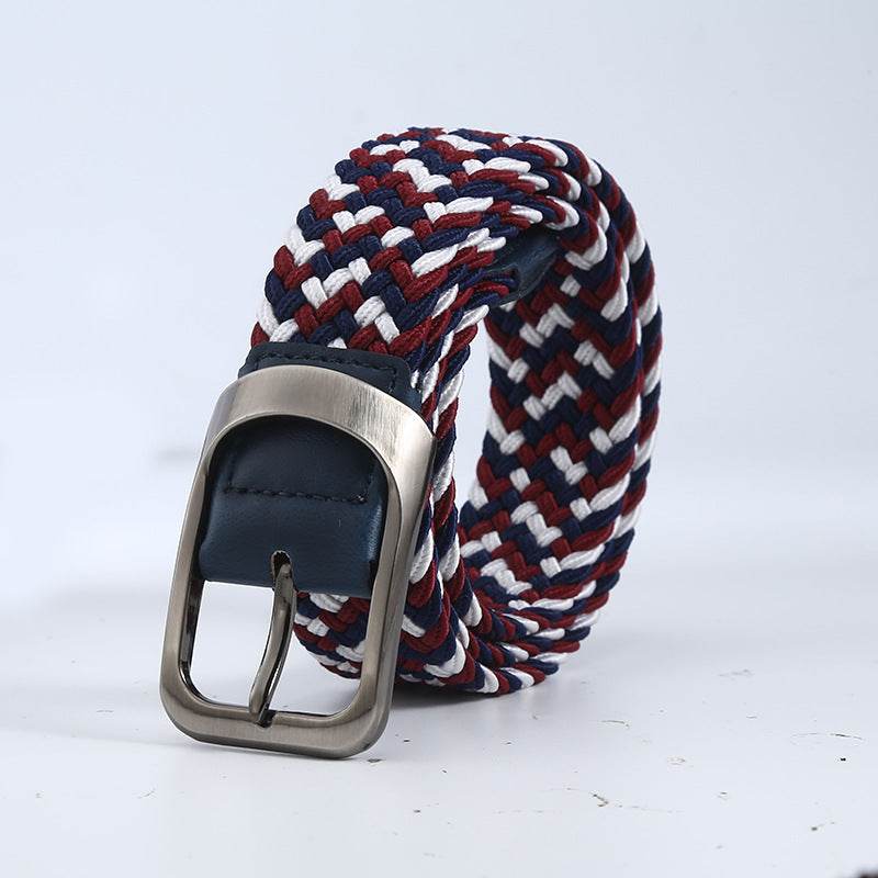 Men's Woven Canvas Outdoor Alloy All-match Elastic Belt - Mubimart