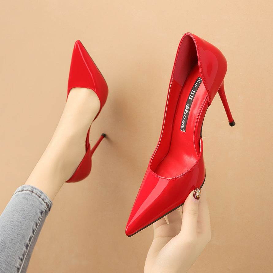 Pointed-toe High-heeled Shoes With Hollow Stilettos - Mubimart