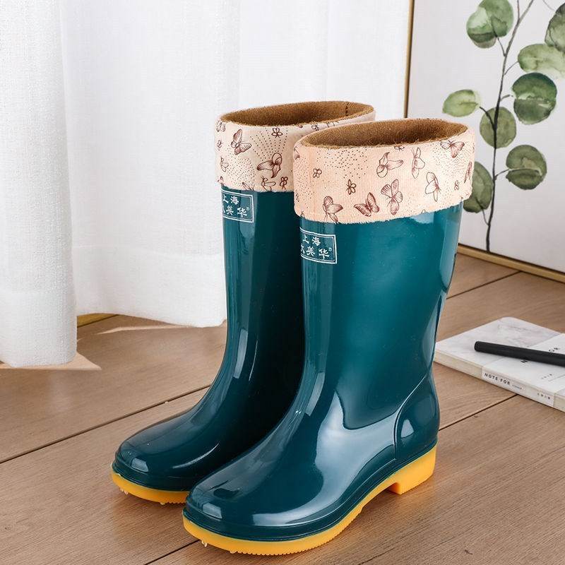 Rain boots waterproof shoes rubber shoes women - Mubimart
