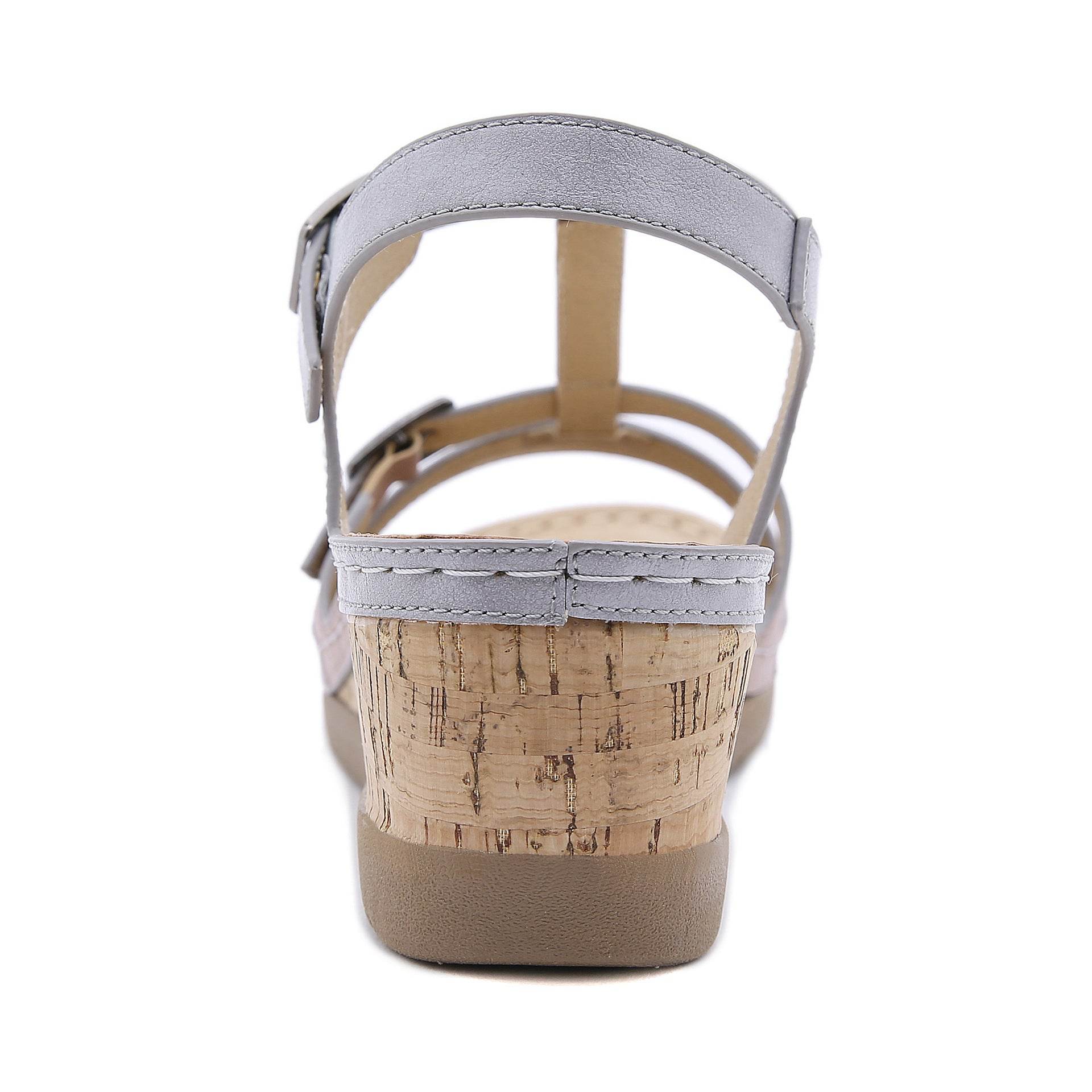 Women's Wedge Solid Color Comfort Sandals - Mubimart