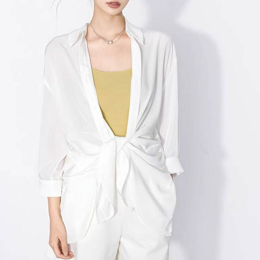 French Romantic Openwork Blouse Women - Mubimart