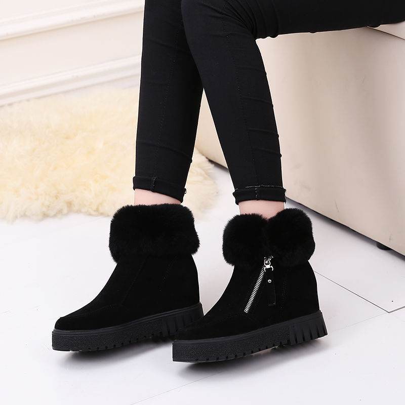 Inner Heightening Snow Boots Women Short Hairy Short Boots - Mubimart