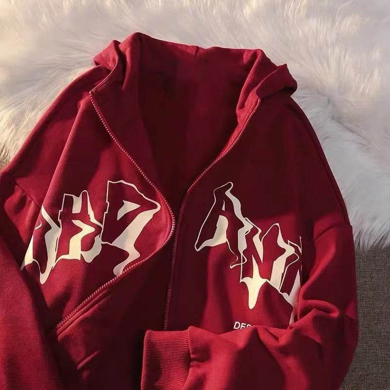 Men's And Women's Hoodies Gothic Couple Harajuku Large Size Zipper Sweater - Mubimart