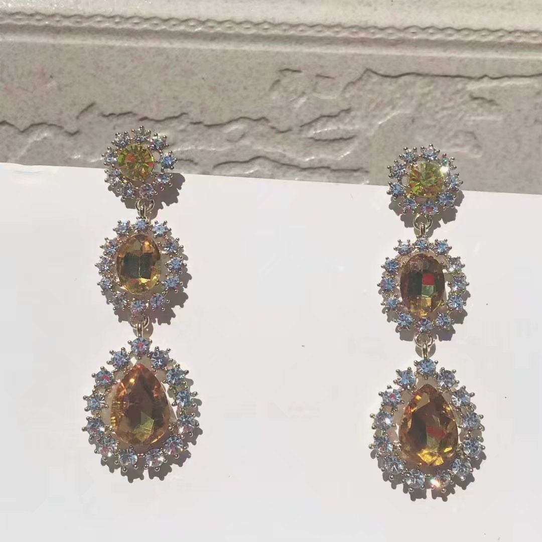 Temperament Crystal Glitter Stud Earrings Women Earrings - Mubimart