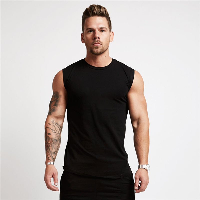 Solid Color Cotton Men's Undershirt Casual Sleeveless Men's Tops