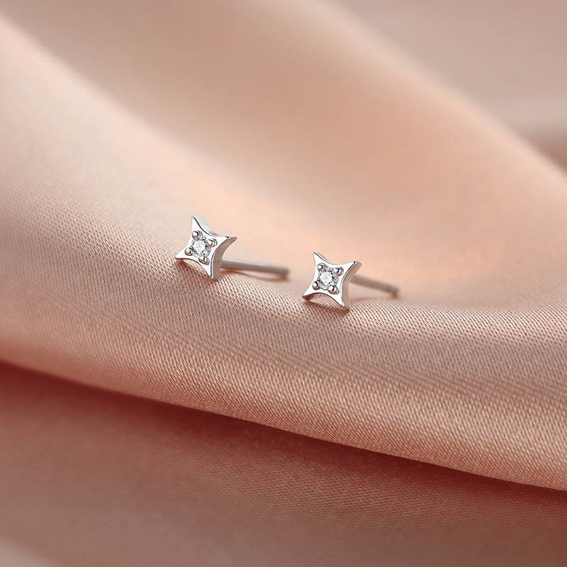 Sterling Silver Star Stud Earrings Women - Mubimart