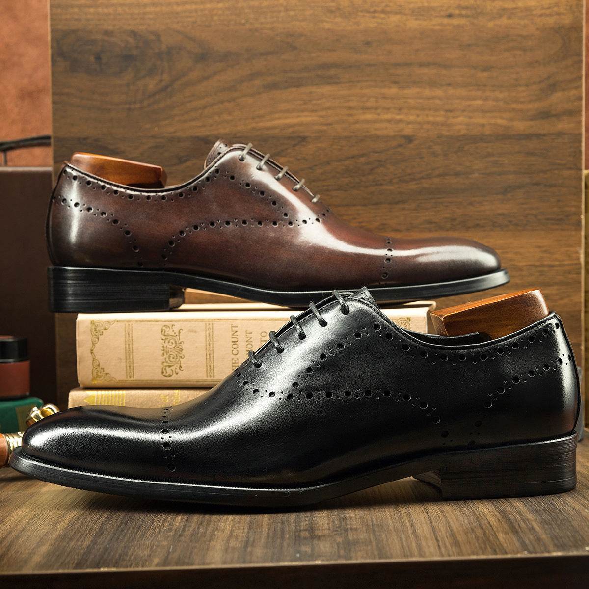 Cowhide British Style Brock Oxford Shoes Men - Mubimart