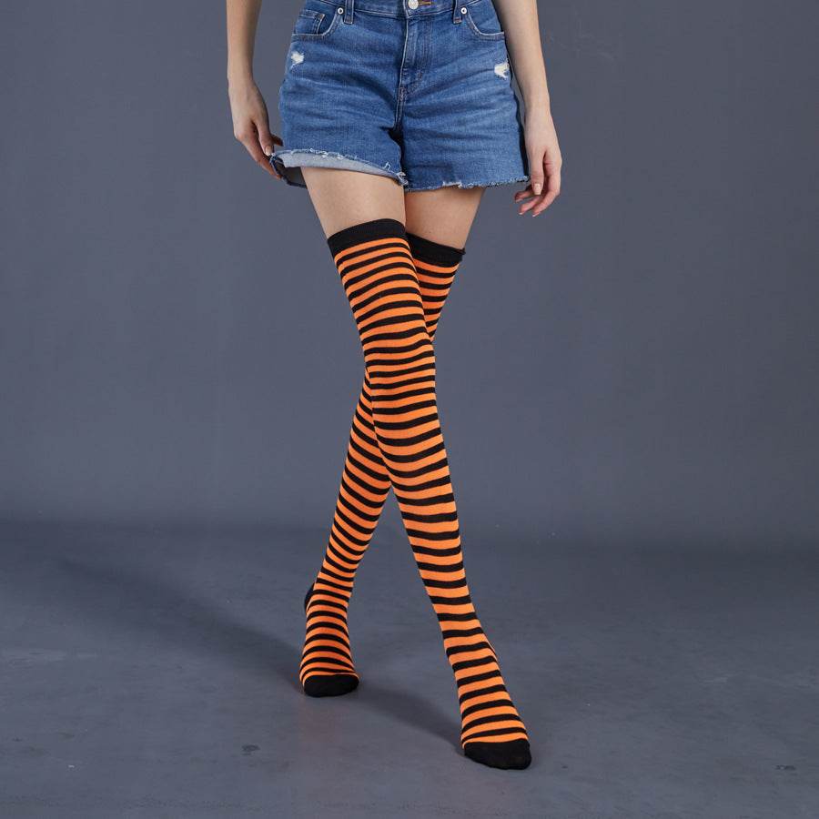 Thin Stripes Stockings Over The Knee Thickened High Tube Ladies Dance Party Performance Socks - Mubimart