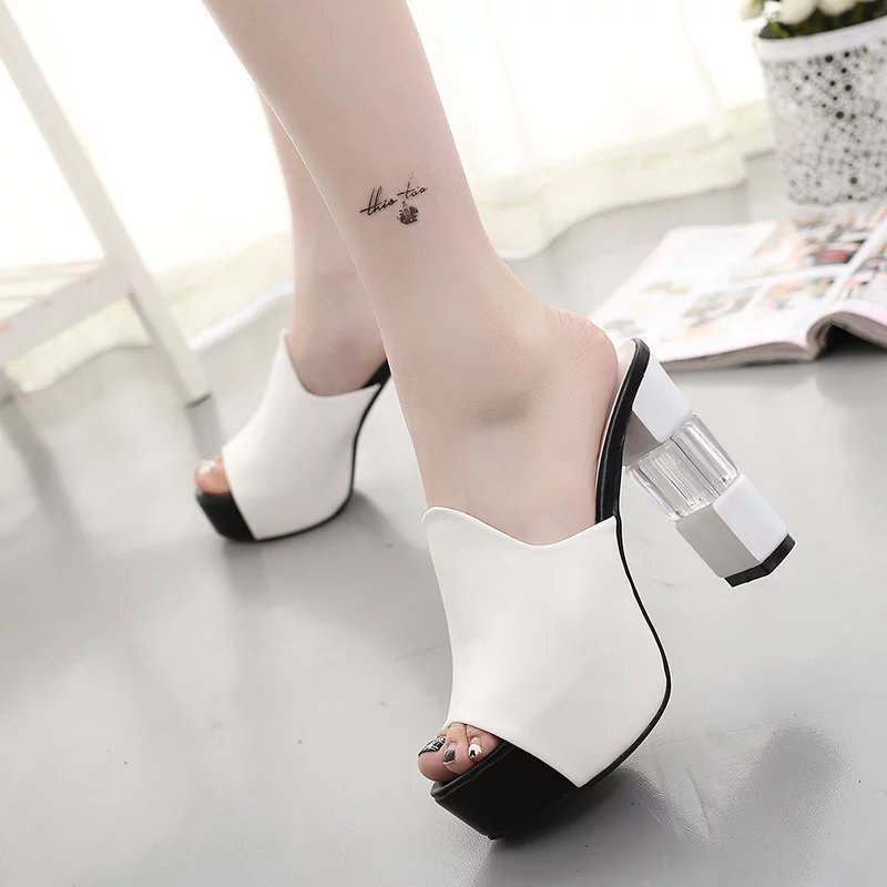 Block high heel platform sandals