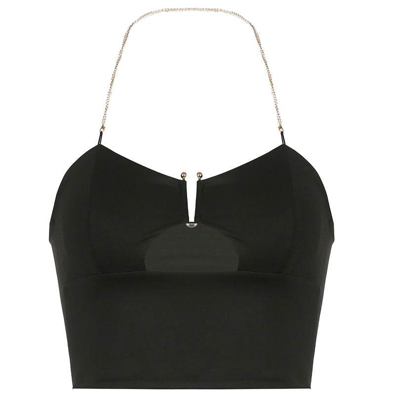 Corset V-Neck Hot Girl Cutout Cropped Navel Top - Mubimart