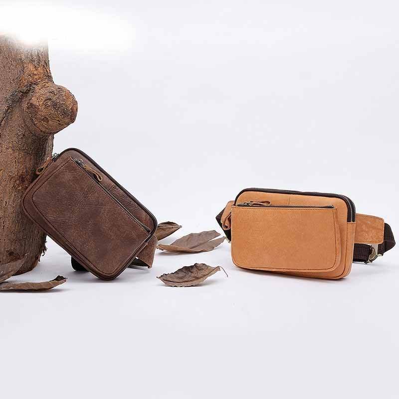 Men Waist Bag Pack Casual Functional Money Phone Belt Bag Male Unisex Sling Bag For Belt Leather Hip Bag Chest Phone Purse - Mubimart