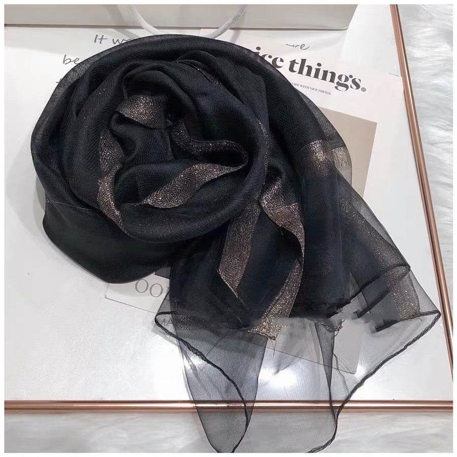 Thin Silk Color Matching Fashion Silk Scarves - Mubimart