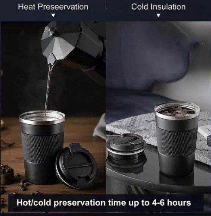 510ML Leakproof Insulated Thermal Travel Stainless Steel Coffee Mug Cup Flask - Mubimart