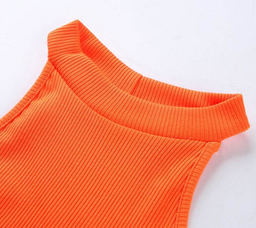 Women Halter Bodysuits Neon Elastic Tank Jumpsuit Fashion - Mubimart