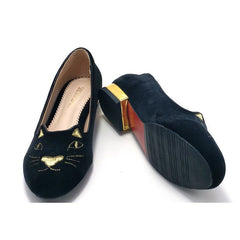 Süße schwarze Ballerinas mit Katzenmotiv