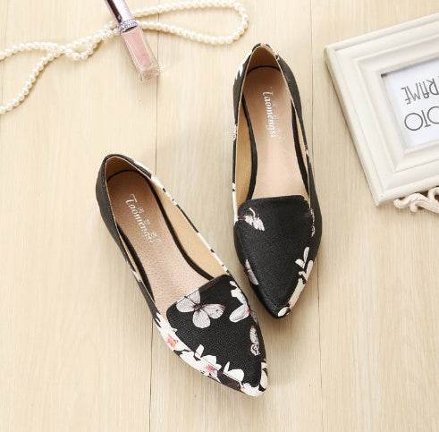 Espadrilles shoes woman slip on shoes pointed toe moccasins ladies loafers embroidery flats shoes flower printed shoes size 34- 43 - Mubimart