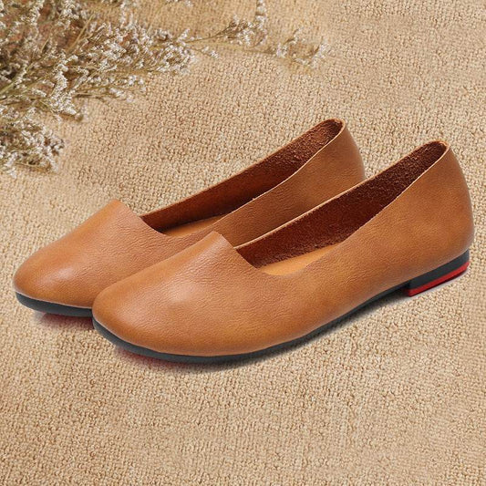 Round Toe Pumps Handmade Flats - Mubimart
