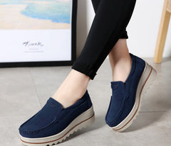 Womens Breathable Suede Slip On Sneakers