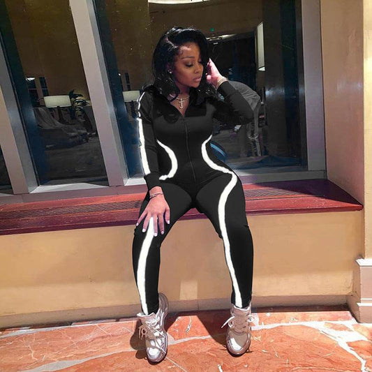 Reflective Paneled Bodysuit - Mubimart