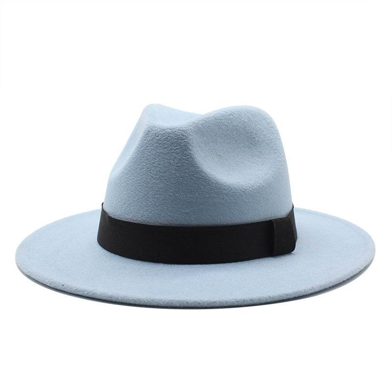 New Panama Flat Brim Fedora Hat Woolen Hat Men's And Women's Hats - Mubimart