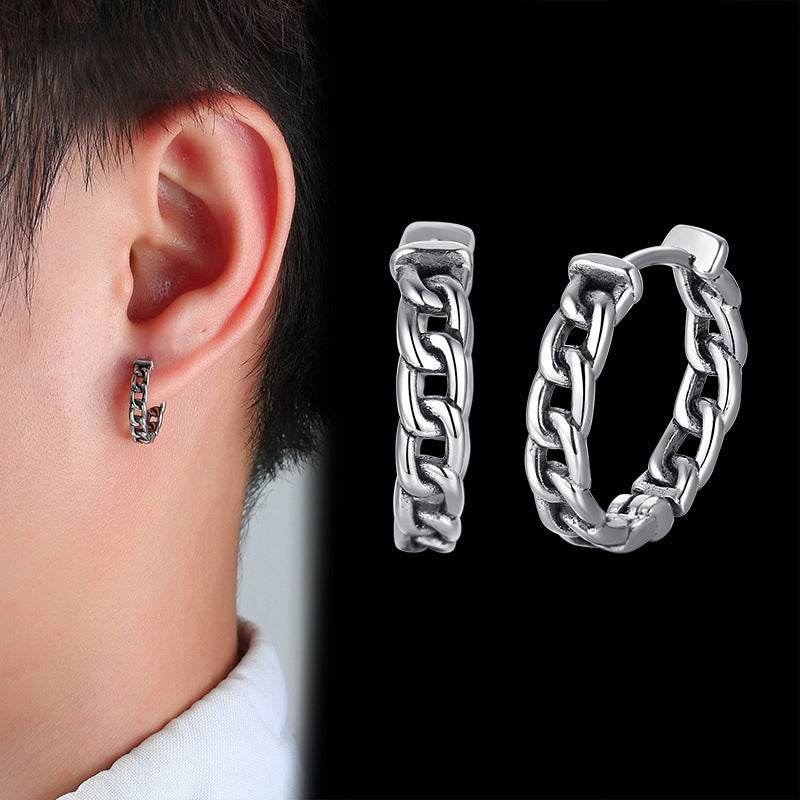 Geometric Triangle Earrings Men Retro Fashion - Mubimart