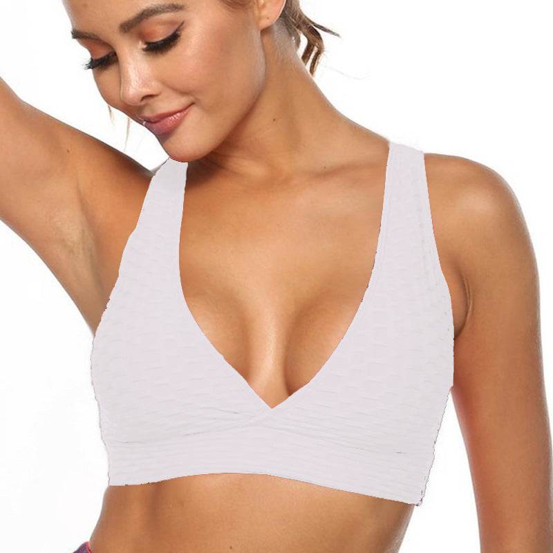 Fitness Womens Bra Strap Hanging Neck Sexy Bralette Elastic Stitching - Mubimart