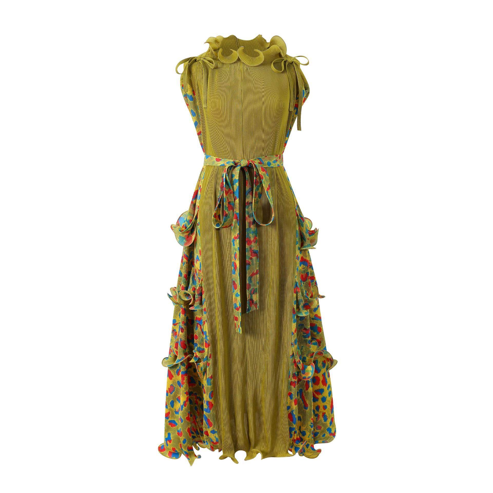Leopard Print Plus Size Casual Dress Three-dimensional Ruffles - Mubimart